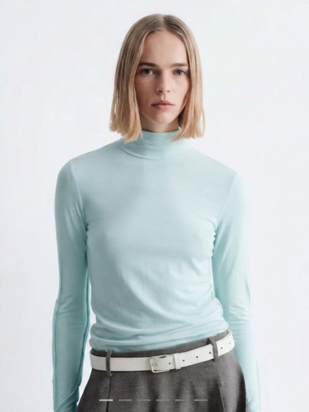 Calvin Klein Soft Blue Modal High Neck Layering Top in size Medium